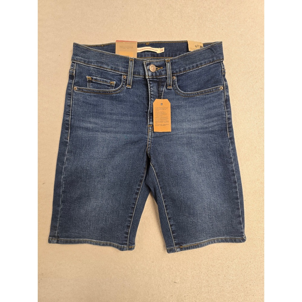 Levis Shaping Bermuda Shorts Womens 26 Medium Wash Denim Blue High Rise 315-0560